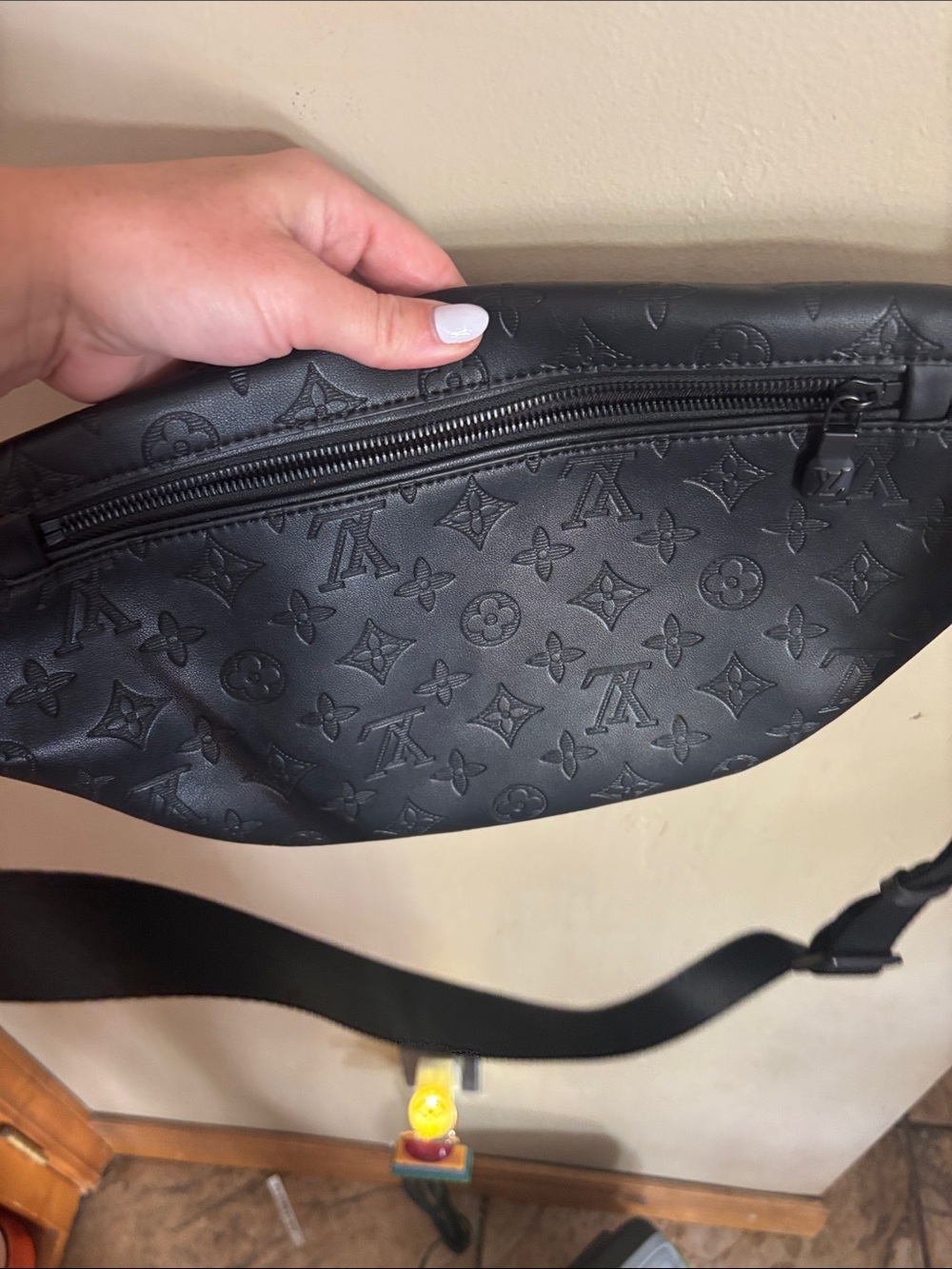 Monogram designer inspired Black Sling Bag - Picture 3 of 5